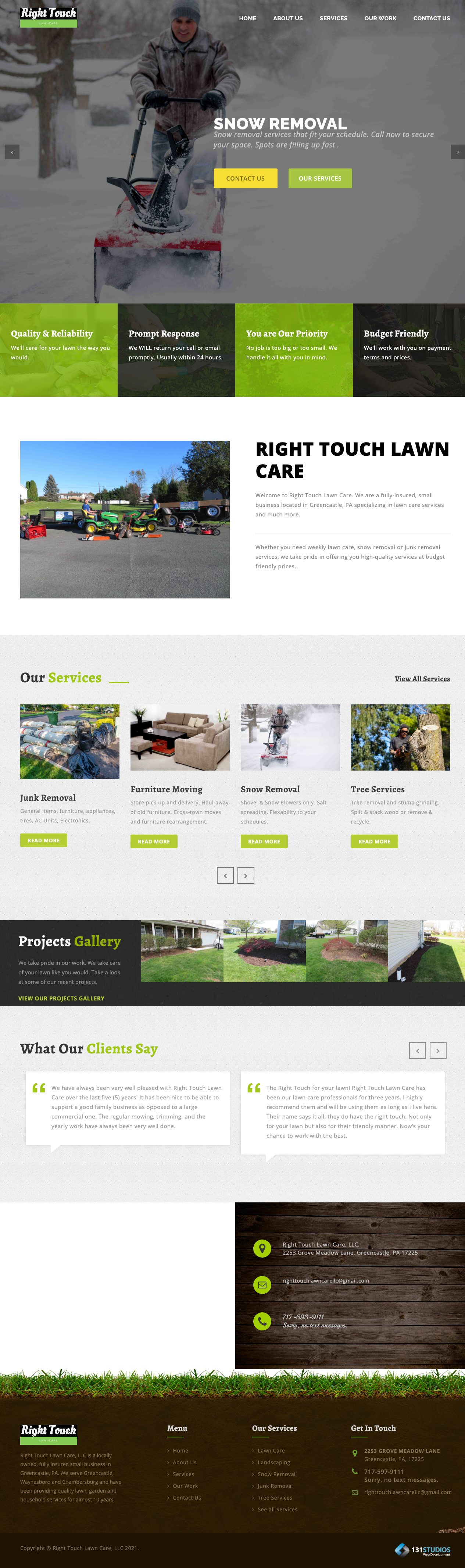 Right Touch Lawncare landscaping services website website