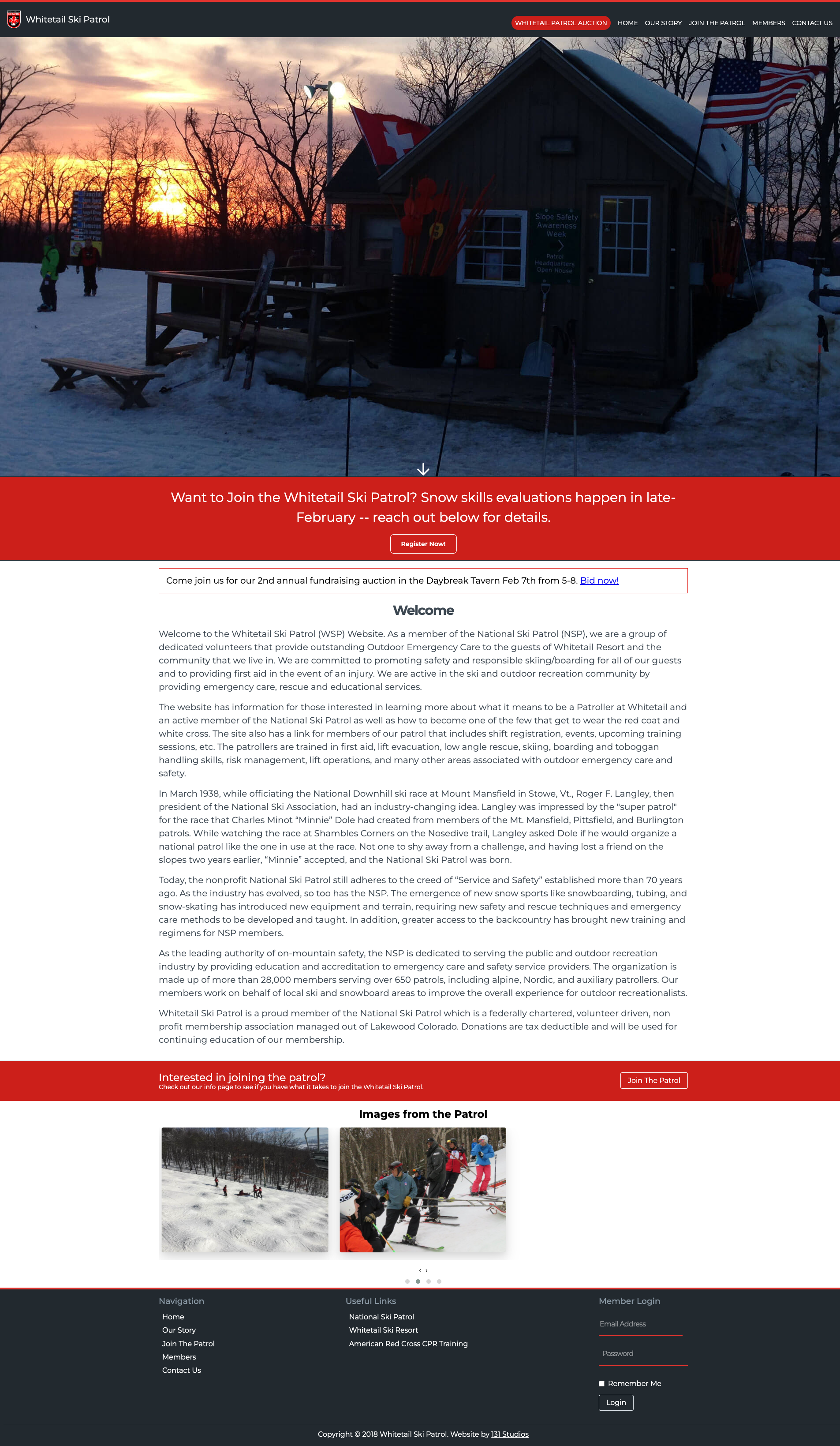 Whitetail Ski Patrol volunteer organization website